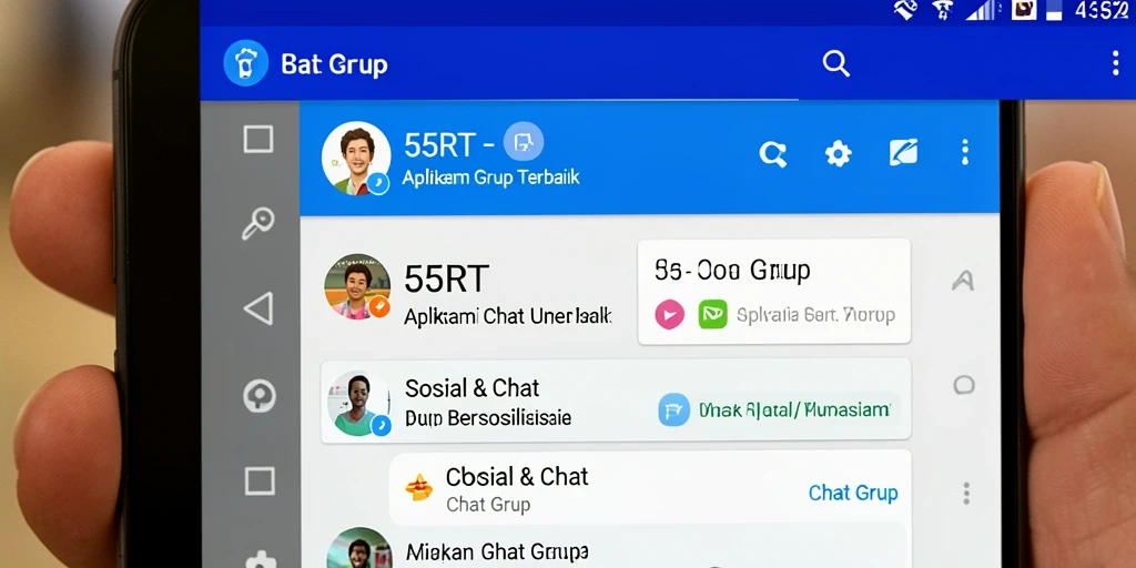 Tampilan antarmuka 55RT untuk grup chat yang intuitif dan menarik.