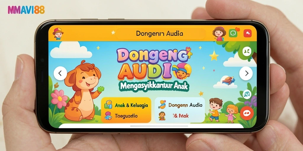 Antarmuka pengguna AMAVI88 yang menarik untuk dongeng audio.