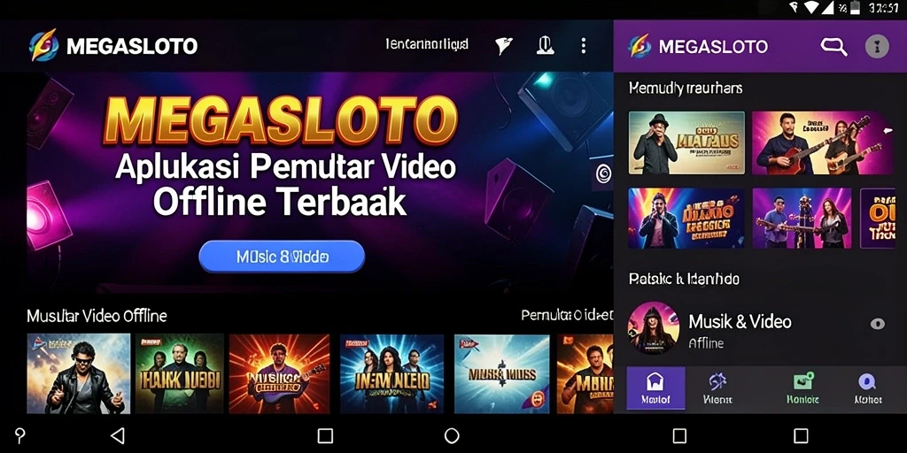Antarmuka MEGASLOTO yang intuitif untuk pemutar video offline.