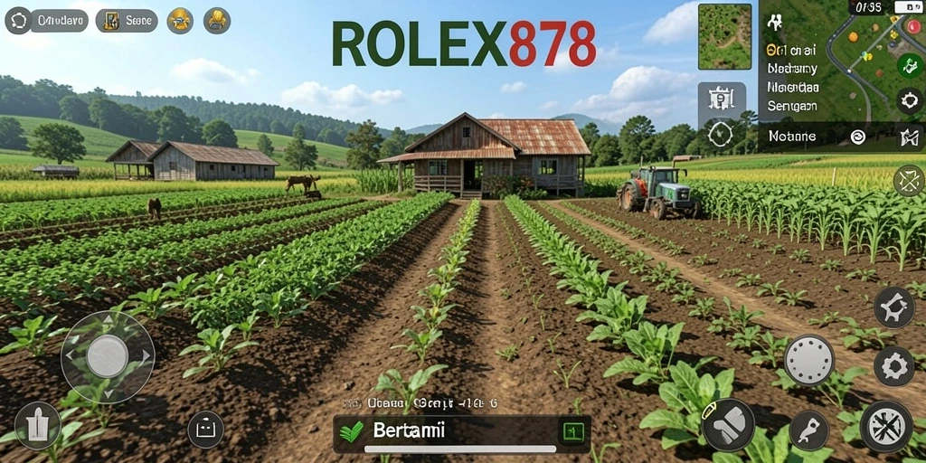 Tampilan antarmuka menarik saat bertani di ROLEX878.