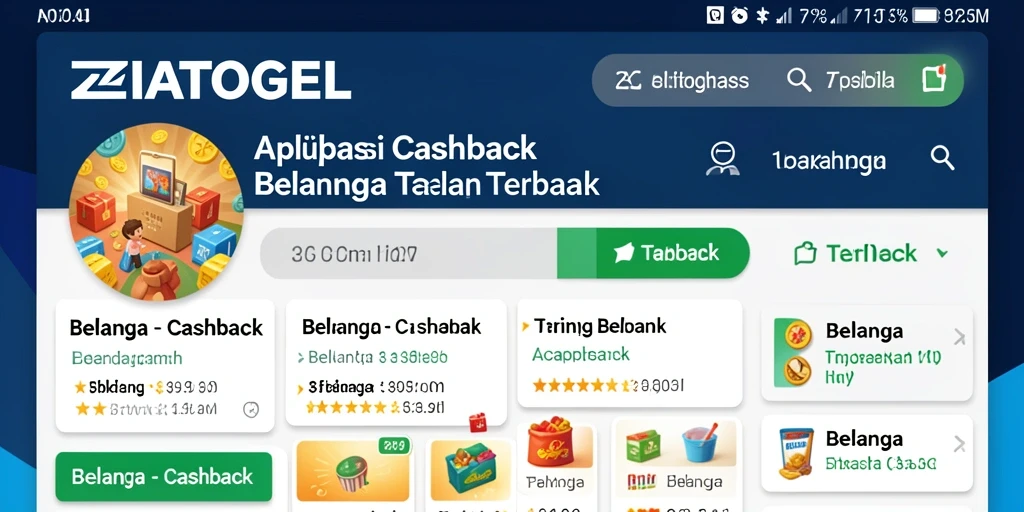 Tampilan antarmuka ZIATOGEL yang mudah dipahami untuk transaksi cashback.
